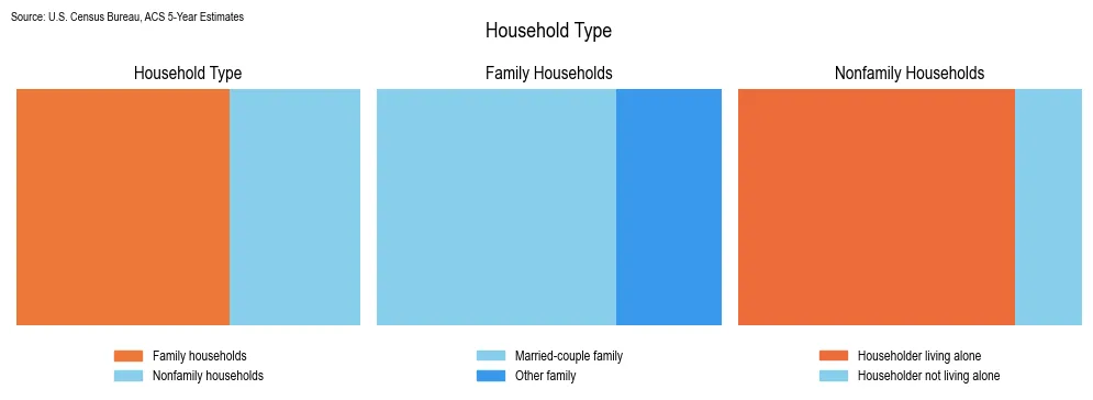 Household types and family structure in New York based on 2023 American Community Survey (ACS) data