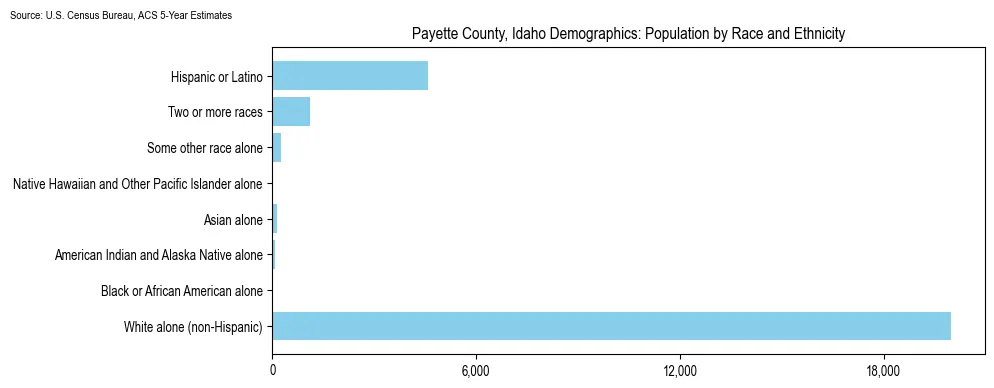Population by race and ethnicity in Payette County, Idaho based on 2023 U.S. Census Bureau ACS data