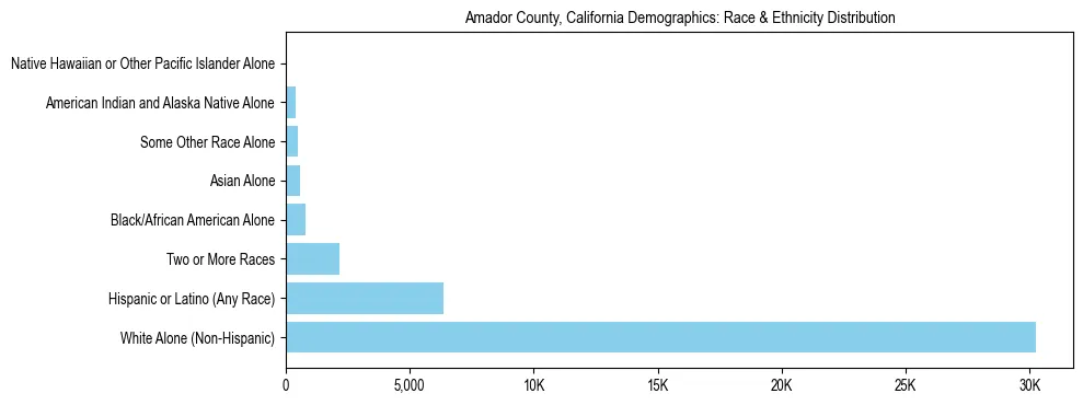 Race and Ethnicity Distribution Chart for Amador County, California