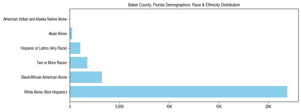 Race and Ethnicity Distribution Chart for Baker County, Florida