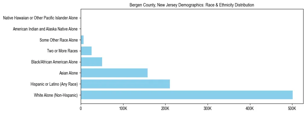 Race and Ethnicity Distribution Chart for Bergen County, New Jersey
