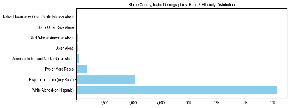 Race and Ethnicity Distribution Chart for Blaine County, Idaho