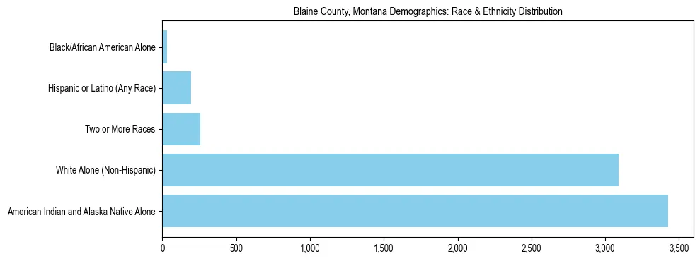 Race and Ethnicity Distribution Chart for Blaine County, Montana