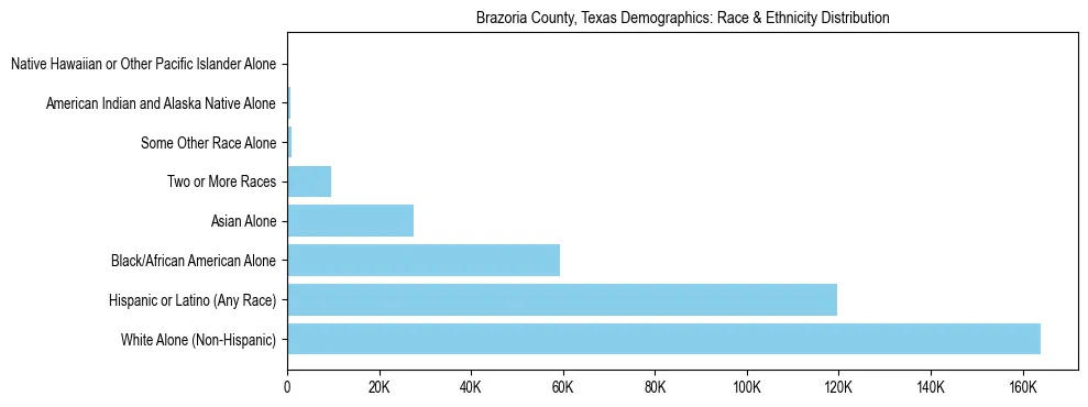 Race and Ethnicity Distribution Chart for Brazoria County, Texas