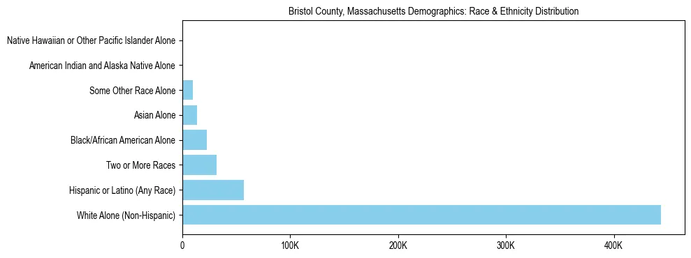 Race and Ethnicity Distribution Chart for Bristol County, Massachusetts