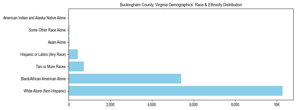 Race and Ethnicity Distribution Chart for Buckingham County, Virginia