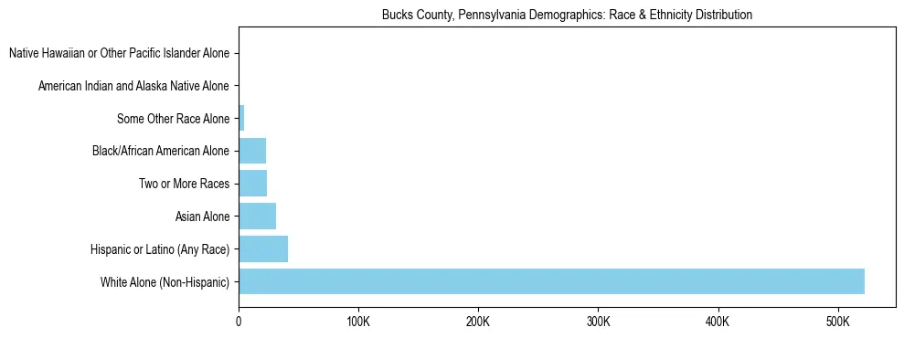 Race and Ethnicity Distribution Chart for Bucks County, Pennsylvania