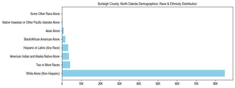 Race and Ethnicity Distribution Chart for Burleigh County, North Dakota