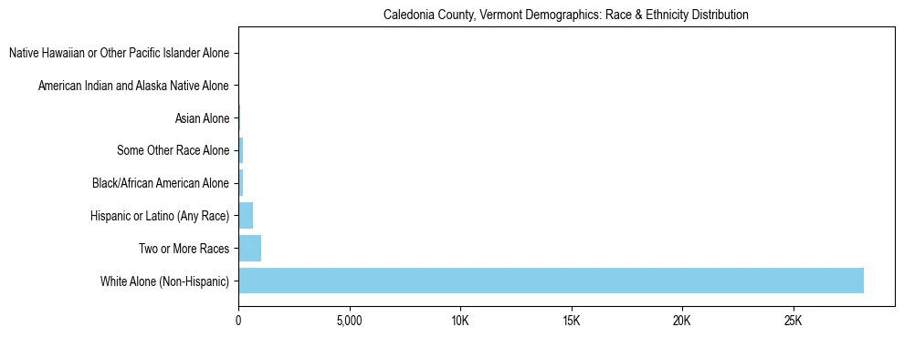 Race and Ethnicity Distribution Chart for Caledonia County, Vermont