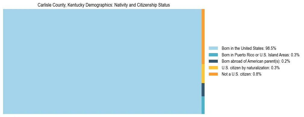 Treemap showing the population distribution by nativity and citizenship status in Carlisle County, Kentucky based on U.S. Census data.
