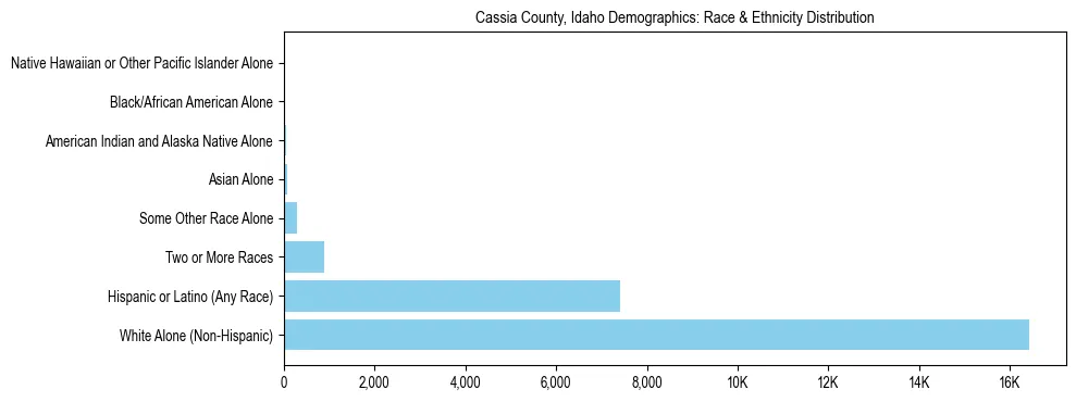 Race and Ethnicity Distribution Chart for Cassia County, Idaho