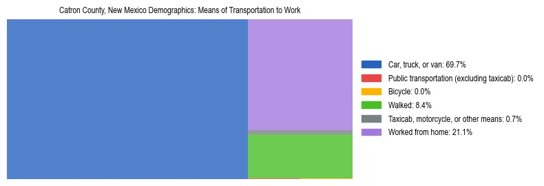 Treemap showing means of transportation to work distribution in Catron County, New Mexico.