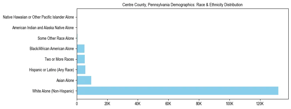 Race and Ethnicity Distribution Chart for Centre County, Pennsylvania
