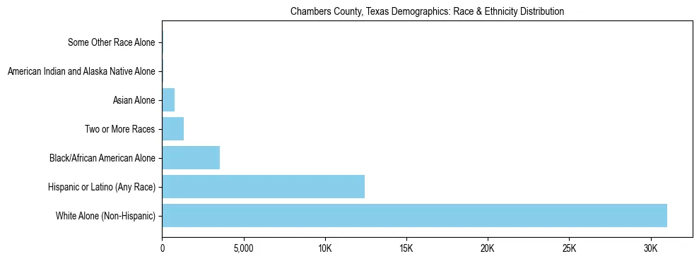 Race and Ethnicity Distribution Chart for Chambers County, Texas