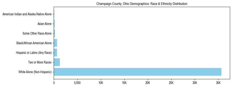Race and Ethnicity Distribution Chart for Champaign County, Ohio