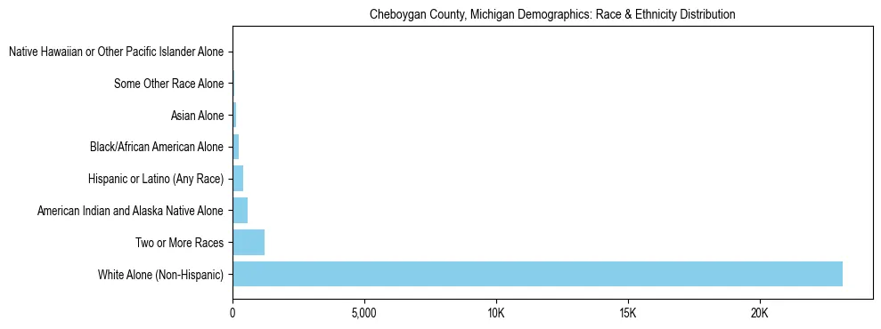 Race and Ethnicity Distribution Chart for Cheboygan County, Michigan