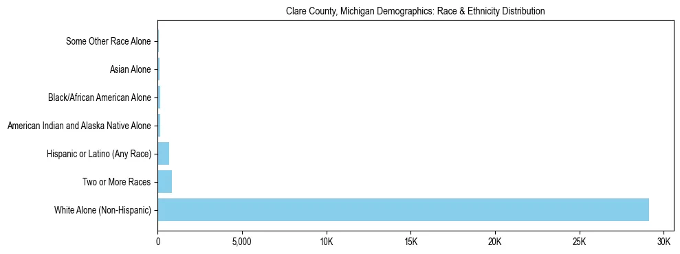 Race and Ethnicity Distribution Chart for Clare County, Michigan
