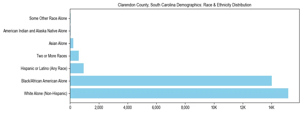 Race and Ethnicity Distribution Chart for Clarendon County, South Carolina