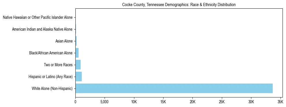 Race and Ethnicity Distribution Chart for Cocke County, Tennessee