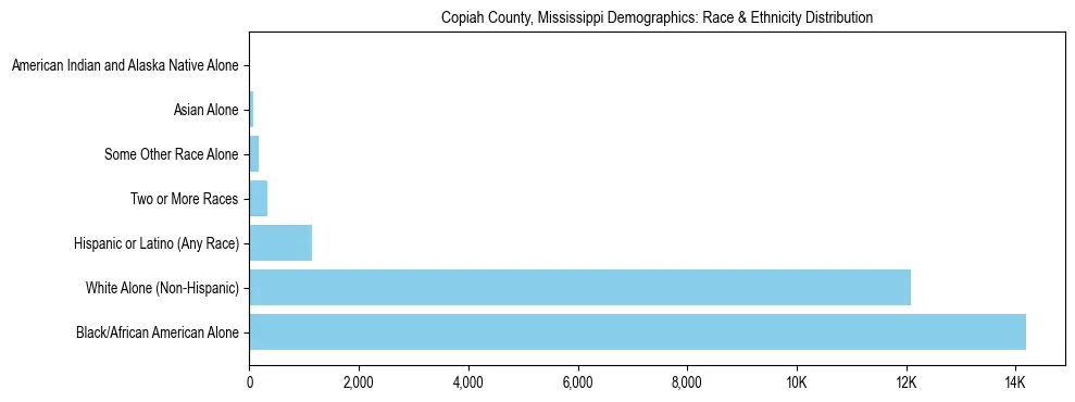 Race and Ethnicity Distribution Chart for Copiah County, Mississippi