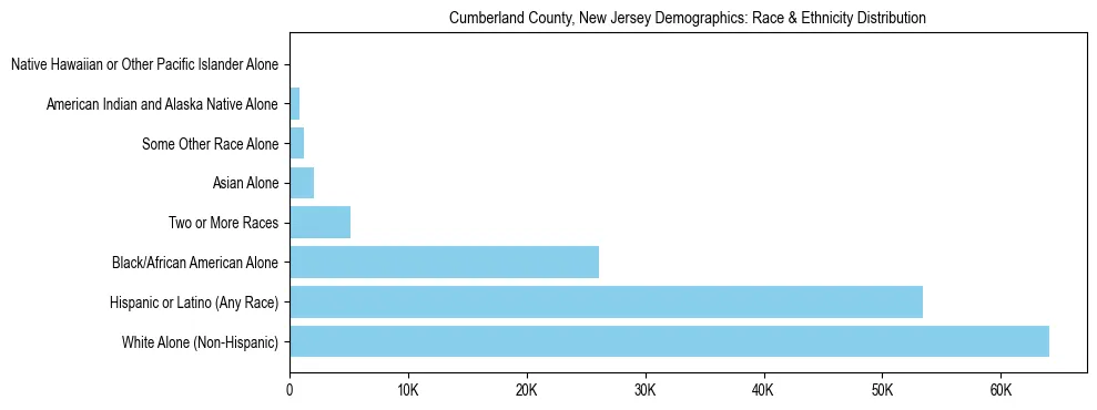 Race and Ethnicity Distribution Chart for Cumberland County, New Jersey