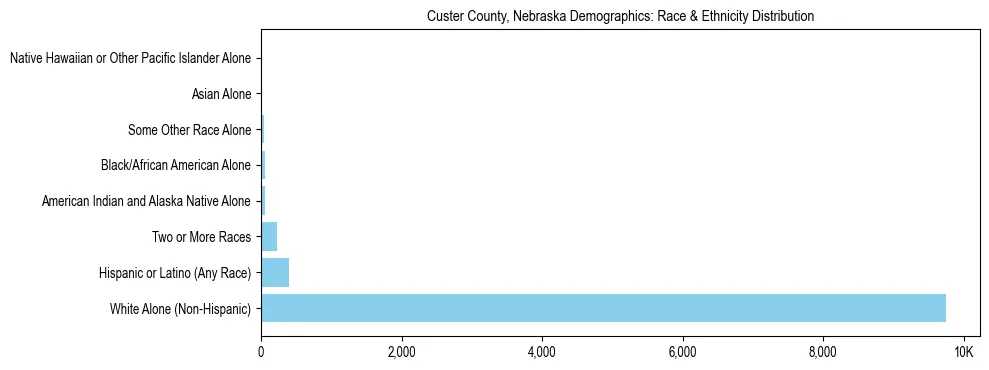 Race and Ethnicity Distribution Chart for Custer County, Nebraska