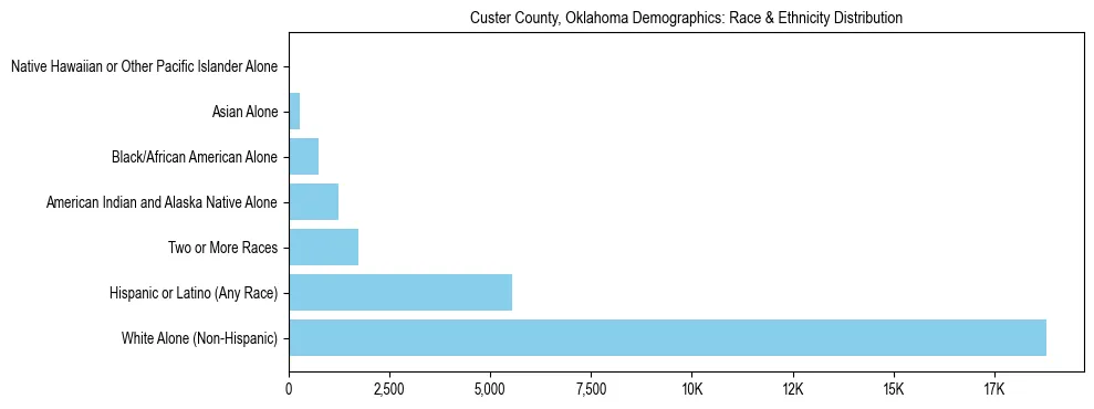 Race and Ethnicity Distribution Chart for Custer County, Oklahoma