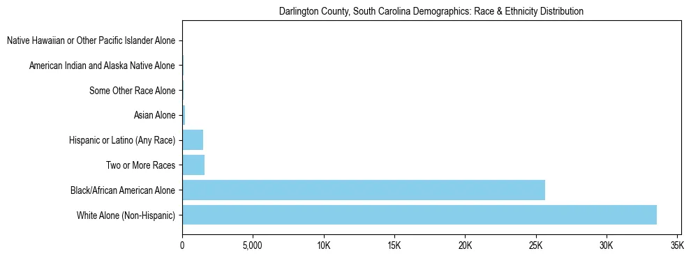 Race and Ethnicity Distribution Chart for Darlington County, South Carolina