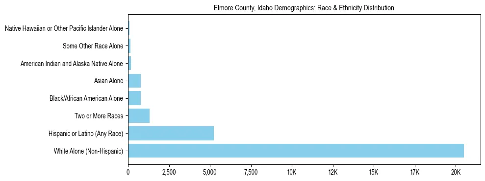 Race and Ethnicity Distribution Chart for Elmore County, Idaho