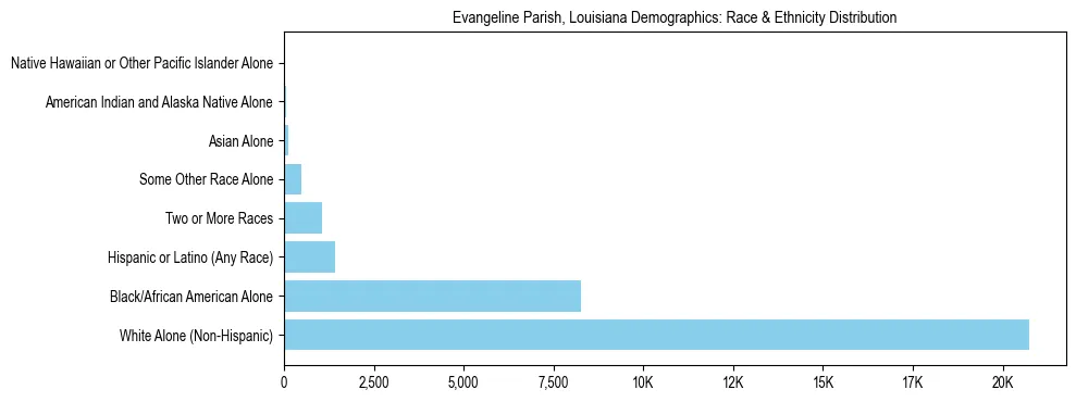 Race and Ethnicity Distribution Chart for Evangeline Parish, Louisiana