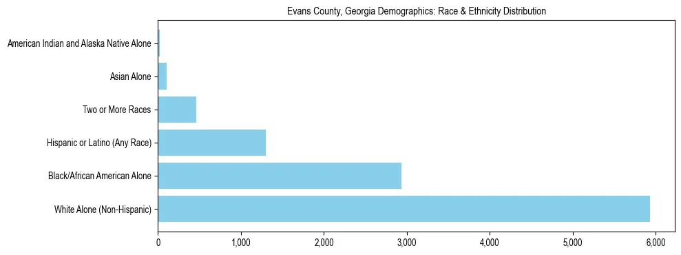 Race and Ethnicity Distribution Chart for Evans County, Georgia