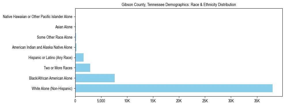 Race and Ethnicity Distribution Chart for Gibson County, Tennessee