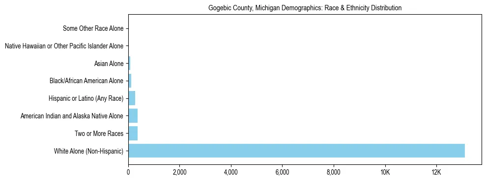 Race and Ethnicity Distribution Chart for Gogebic County, Michigan
