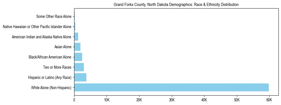Race and Ethnicity Distribution Chart for Grand Forks County, North Dakota