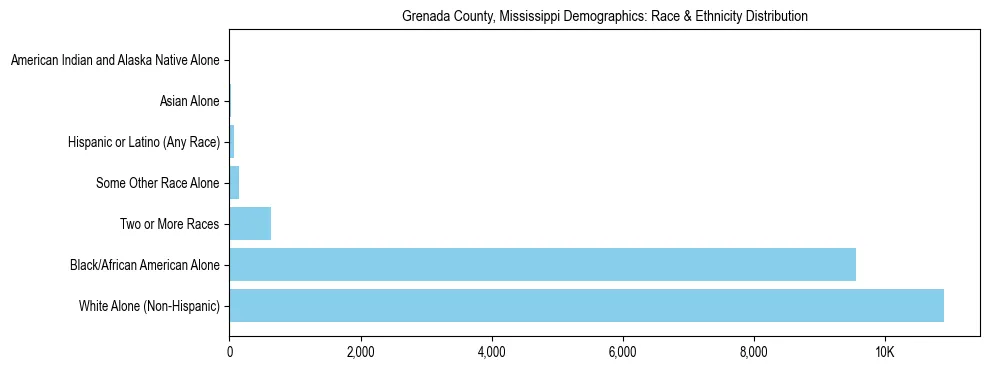 Race and Ethnicity Distribution Chart for Grenada County, Mississippi
