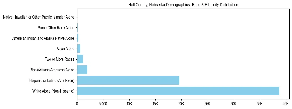 Race and Ethnicity Distribution Chart for Hall County, Nebraska