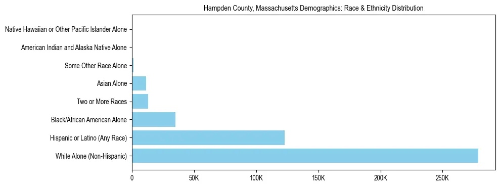 Race and Ethnicity Distribution Chart for Hampden County, Massachusetts