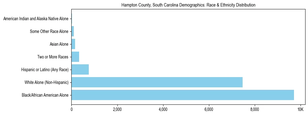 Race and Ethnicity Distribution Chart for Hampton County, South Carolina