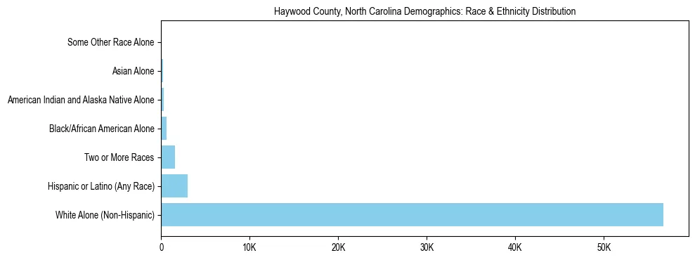 Race and Ethnicity Distribution Chart for Haywood County, North Carolina