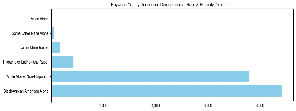Race and Ethnicity Distribution Chart for Haywood County, Tennessee