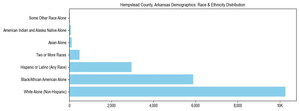 Race and Ethnicity Distribution Chart for Hempstead County, Arkansas