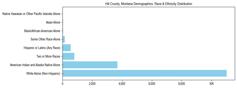 Race and Ethnicity Distribution Chart for Hill County, Montana