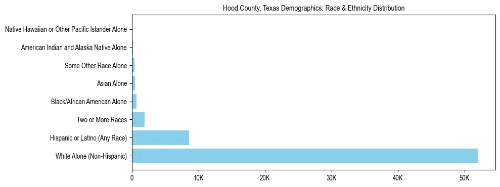 Race and Ethnicity Distribution Chart for Hood County, Texas