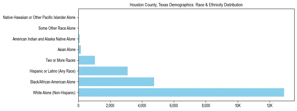 Race and Ethnicity Distribution Chart for Houston County, Texas