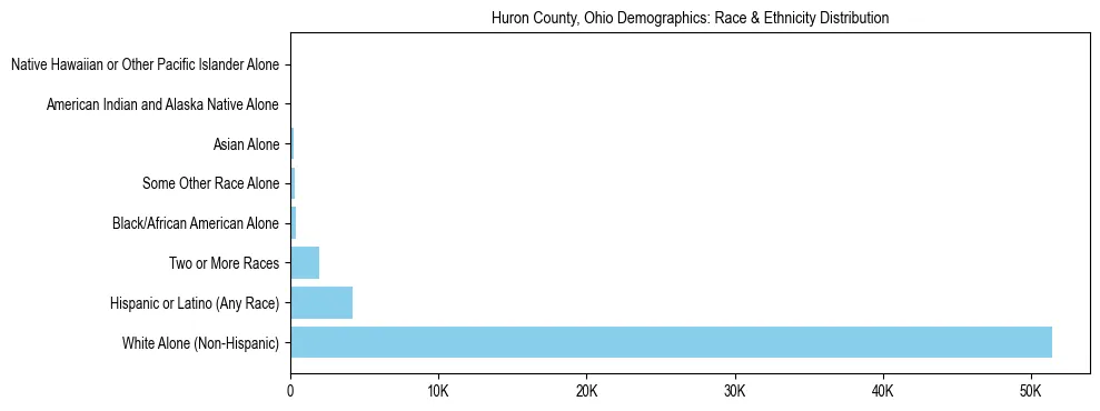 Race and Ethnicity Distribution Chart for Huron County, Ohio