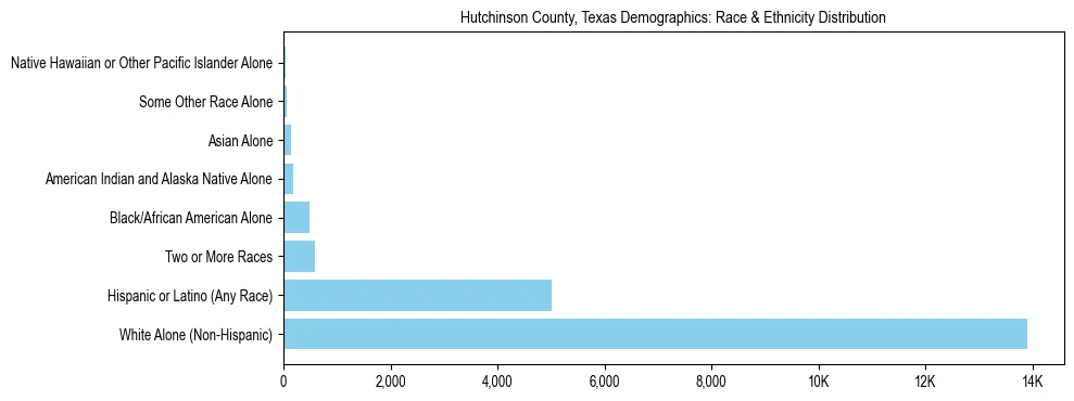 Race and Ethnicity Distribution Chart for Hutchinson County, Texas