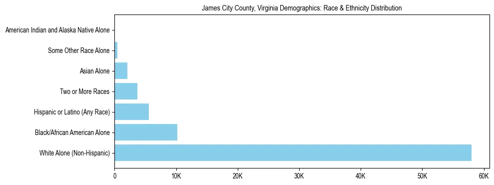 Race and Ethnicity Distribution Chart for James City County, Virginia