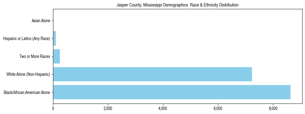 Race and Ethnicity Distribution Chart for Jasper County, Mississippi