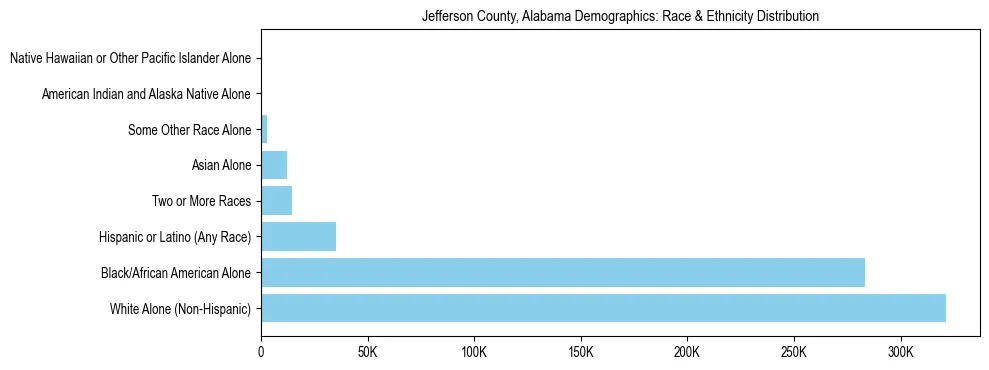 Race and Ethnicity Distribution Chart for Jefferson County, Alabama
