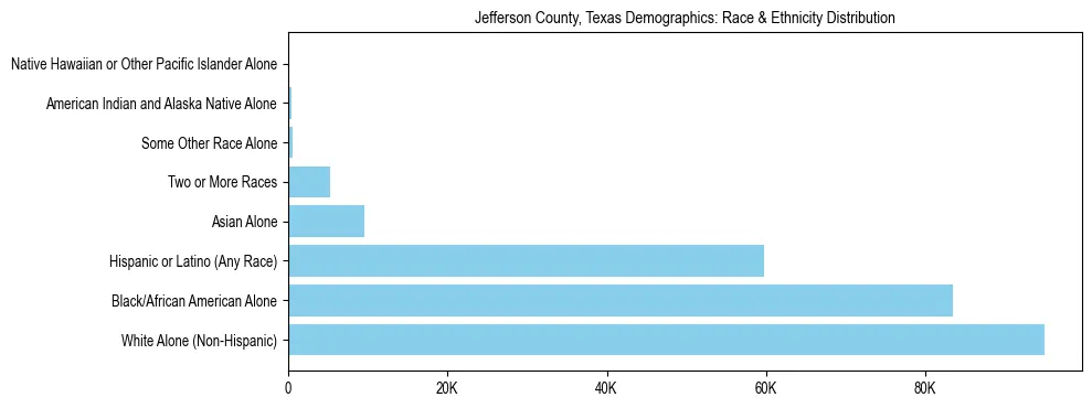 Race and Ethnicity Distribution Chart for Jefferson County, Texas